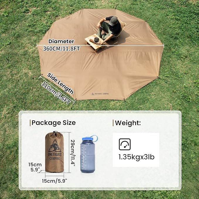 ONETIGRIS Rock Fortress 6 Person Footprint Ten-Sided Tent Groundsheet 5000mm Waterproof Ratings