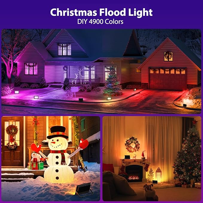 Olafus 30W LED Flood Light Outdoor 300W Equivalent 2700K Warm White RGB Color Changing Flood Lights Outdoor with Remote IP66 Uplights for Events Uplighting for Christmas Stage Light 2 Pack