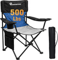 Oversized Folding Camping Chair 500lbs Bearing Capacity Portable Lawn Camping Chair for Adult Outdoor Camping Chair with Wider Cup Holder and Side Pocket for Hiking Fishing Sports