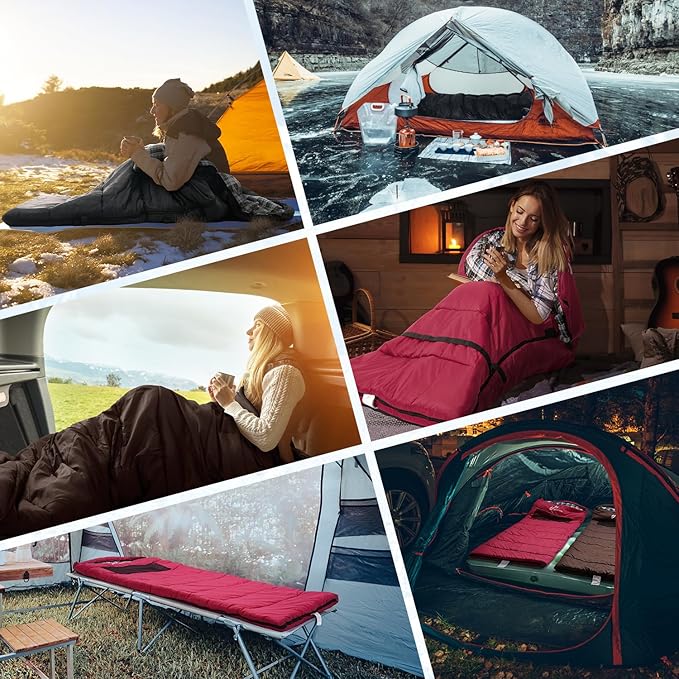Sportneer Heated Sleeping Bag with 5 Heating Zones Warm Flannel Cold Weather Sleeping Bag for Adults 3 Heat Levels USB Powered (Power Bank Not Included) Winter Camping &amp Outdoor Hiking