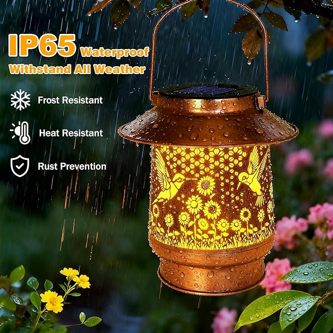 Hummingbird Solar Lanterns Outdoor Waterproof Birthday Gifts for Women Mom Grandma Metal Solar Hanging Lights Garden Decor for Yard Patio Lawn Pathway Landscape