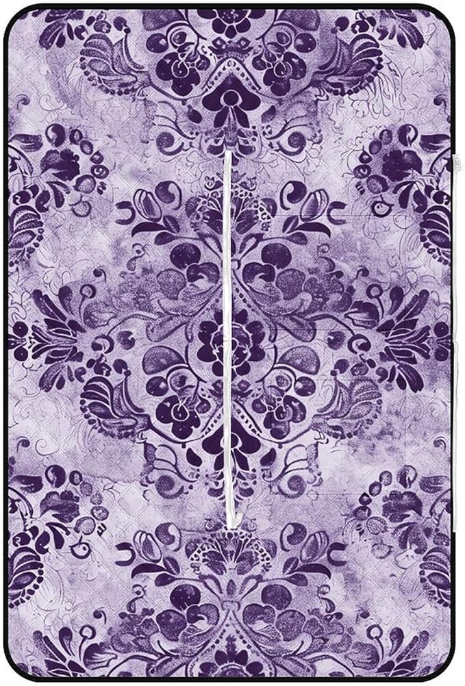 Zipper Purple Lace Pattern Style Picnic Mat Suitable for Travel Camping Park Or Home Use