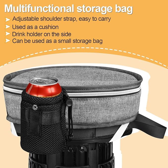 Upgraded Collapsible Stool with 3 Slides Load Capacity 660lbs Folding Camping Stool with 3-in-1 Carry Bag Lightweight Sturdy Retractable Suitable for Camping Fishing Hiking BBQ (Blue-green)
