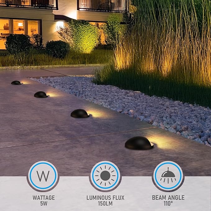 LEONLITE 5W Well Lights Landscape LED Low Voltage Inground Landscape Lighting 1800K2700K3000K4000K5000K Adjustable Aluminum ETL Listed IP67 Waterproof 12-24VAC/DC CRI90 150lm Black Pack of 6