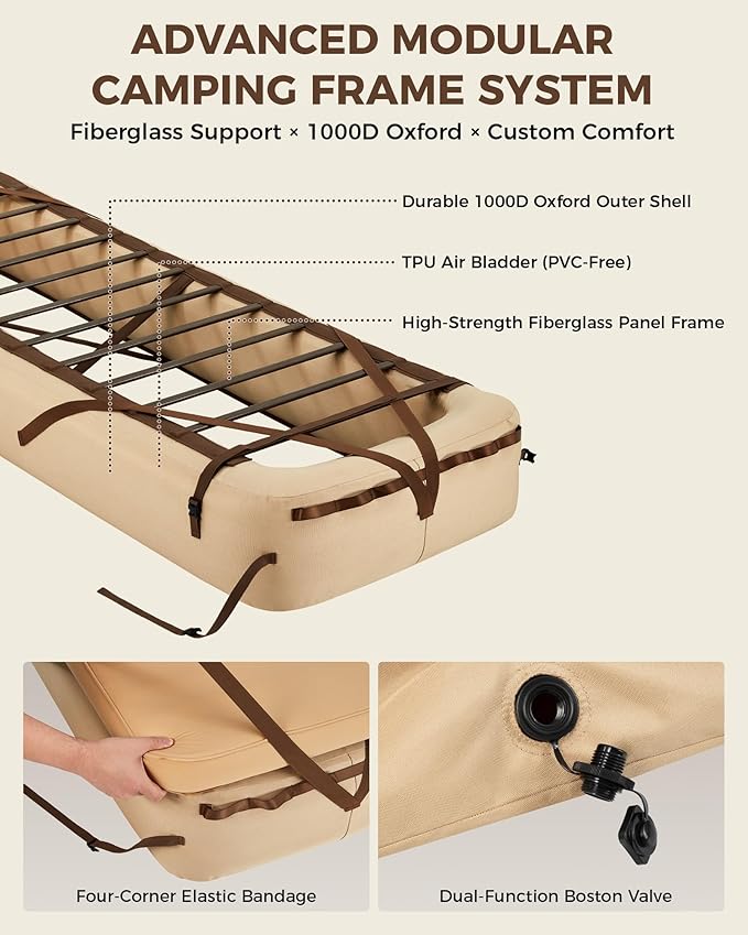 KingCamp Air Mattress Frame Portable Inflatable Camping Cot Base Heavy Duty Bed Frame for Outdoor Travel &amp Home Tent (Bed Frame Only Air Pump and Mattress Not Included) - 2 Packs