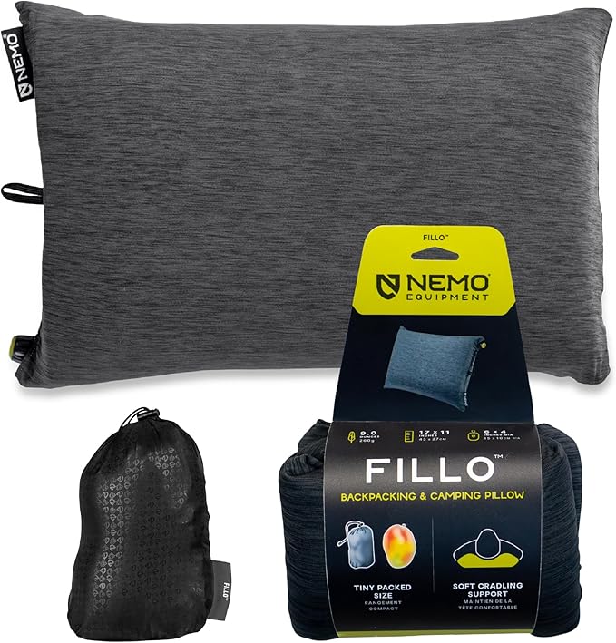 Nemo Equipment Fillo Backpacking &amp Camping Pillow - Black Pearl/Birch Bud - One Size