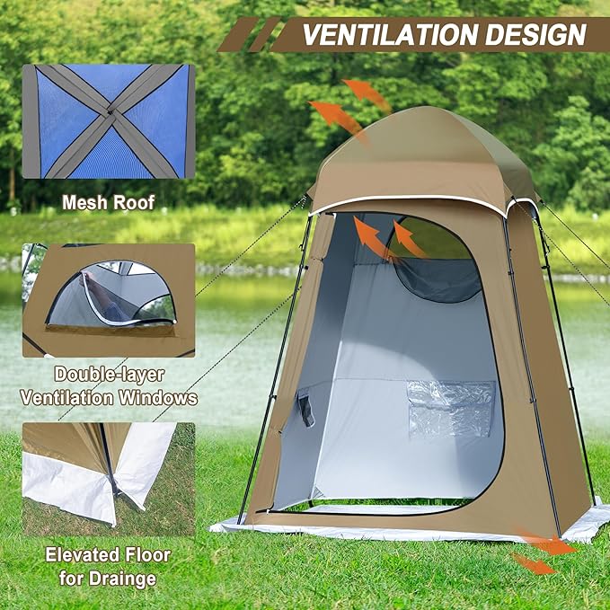 Camping Shower Tent 7.9 FT Extra Tall Oversize Privacy Tent Portable Outdoor Bathroom Toilet Tent with Floor Easy Set Up Privacy Shelter for Dressing Hiking Fishing UPF50+