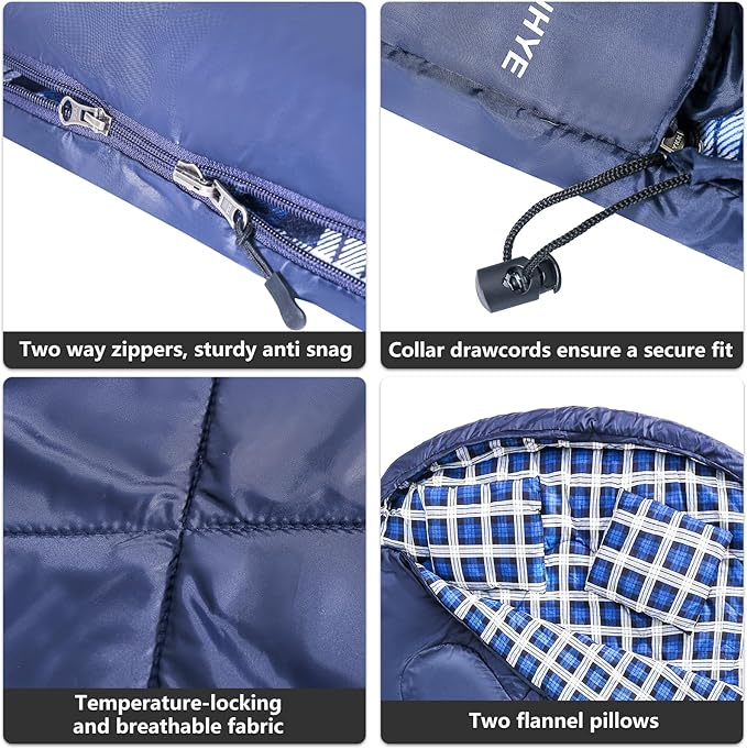 ShinHye Ultralight Adult Sleeping Bag 500g Premium Duck Down - Waterproof &amp Compressible 3-Season Camping/Backpacking 40-59℉ with Compression Sack