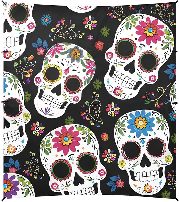 ALAZA Skull Pattern Beach Tent Sun Shelter Portable Canopy Sunshade for Outdoor Camping Picnics Backyard Fun 10x9 ft