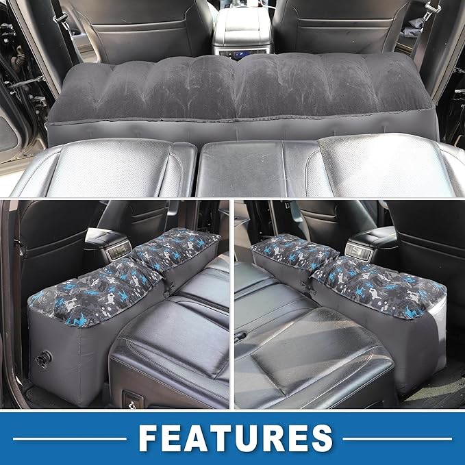 Car Inflatable Mattress Camping Travel Sleeping Mat PVC Flocking Material 130x30x40cm Size SUV Back Seat Nap Bed