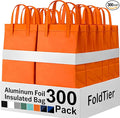 300 Pack Insulated Bags Bulk for Food Delivery 9.5 x 9.5 x 6 Thermal Take Away Bag for Hot Cold Food Coffee Milk Pizza Seafood Disposable Grocery Bag for Catering Restaurant(Orange)