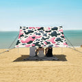 ALAZA Pink &amp Black Cow Prints Beach Tent Sun Shelter UPF50+ Protection Beach Shade Canopy w/ 4 Sandbags for Outdoor Camping Fishing Backyard Fun Picnic 10x9 ft