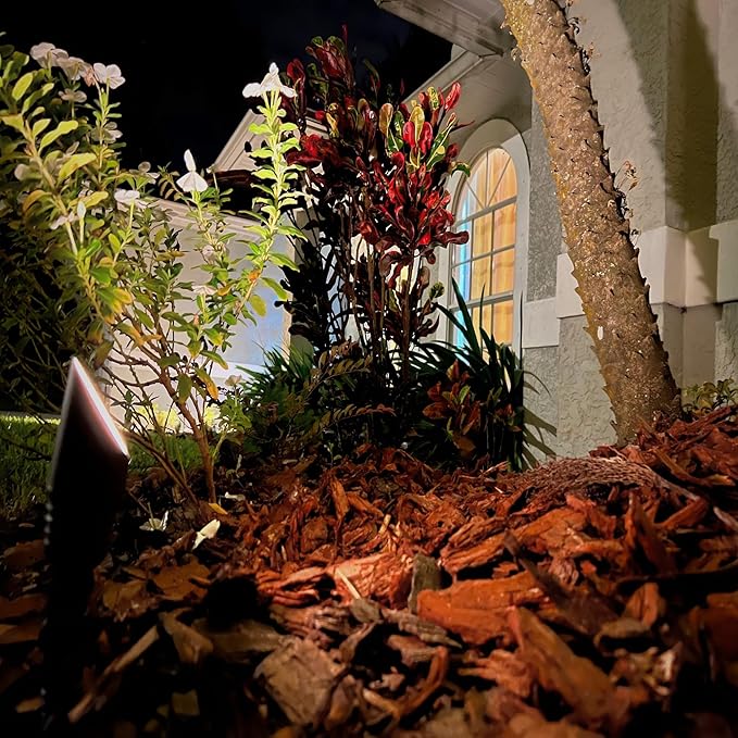 GKOLED 2 Pack LED Low Voltage Spotlight 12V Landscape Lighting Mini Size Outdoor Spot Lights Waterproof Directional Uplights for Garden Yard Metal Stake Die-cast Aluminum 6W 3000k CRI90 Brown