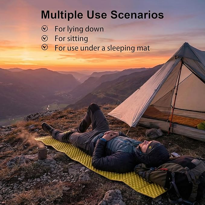 YIKI Closed Cell Foam Sleeping Pad for Camping 72.8x22 inch Ultralight Foldable Foam Sleeping Mat with Heat Reflective Layer Waterproof Backpacking Pad for Hiking Tent Outdoor Use