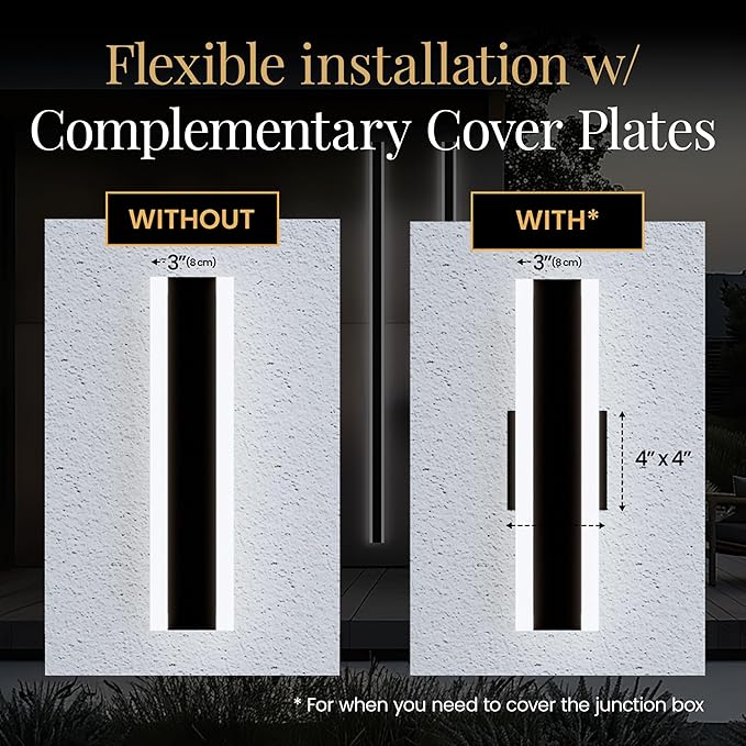 MOD LIGHTING Haylen Wired LED Outdoor Wall Light (1-Pack) 24 Water Resistant Outdoor LED Sconce Remote Dimming Modern Wall Sconces for Patio Garage Black