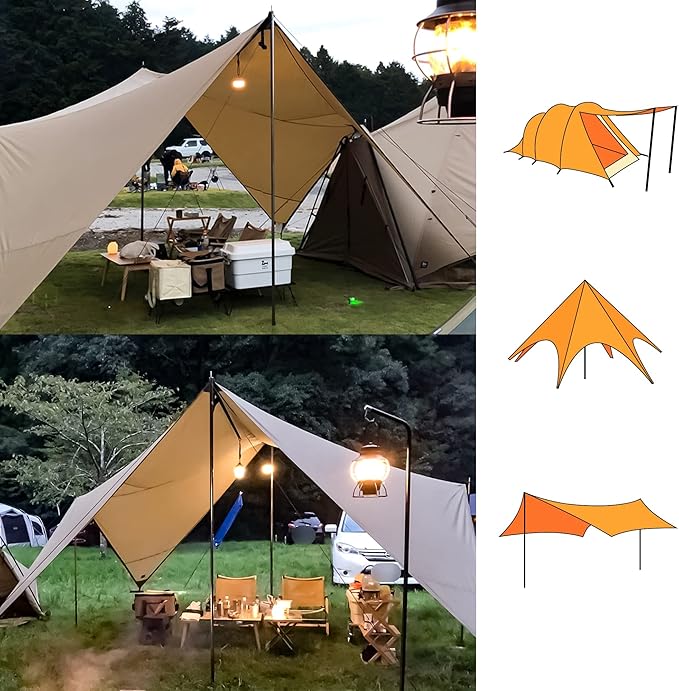WILDROAD Tarp Poles Tent Poles Canopy Poles 8.37 ft Telescoping Aluminum Poles with Non-Slip Aluminum Cone Bottom Portable and Lightweight Camping Gear for Camping and Awnings Set of 4