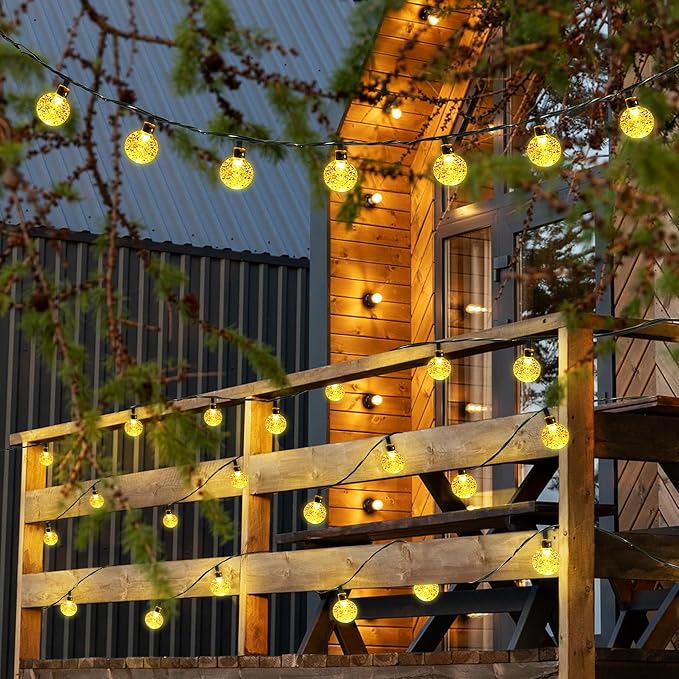 Joomer Solar String Lights Outdoor 65FT 100LED Globe String Lights 8 Lighting Modes Waterproof Solar Powered Patio Light for Garden Yard Porch Wedding Party Outdoor Decor (Warm White)