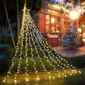 Christmas Decoration Lights Outdoor Christmas String Light 320 LED 11.5 Ft Waterfall Tree Lights with Big Star Topper 8 Light Modes for Xmas New Year Holiday Garden Yard Indoor Outdoor Decor