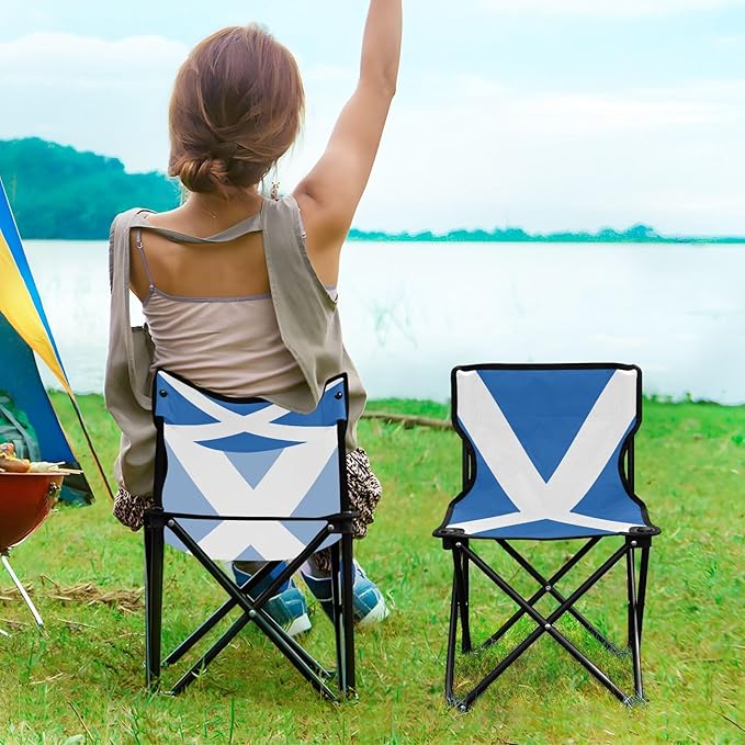 DOMIKING Scotland Flag Kids' Portable Camping Chairs for Outdoor Lawn Chairs with Carry Bag Folding Chair for Events Garden Beach