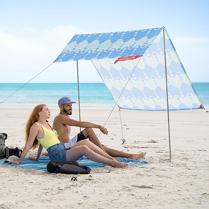 Red Suricata Teepee Beach Tent &amp Beach Canopy for 1-2 Persons UPF50 Sun Beach Shade Sunshade with 2 Aluminum Poles &amp Crossbar 4 Robust Ground Anchor Screws - Compact &amp Lightweight (Canc