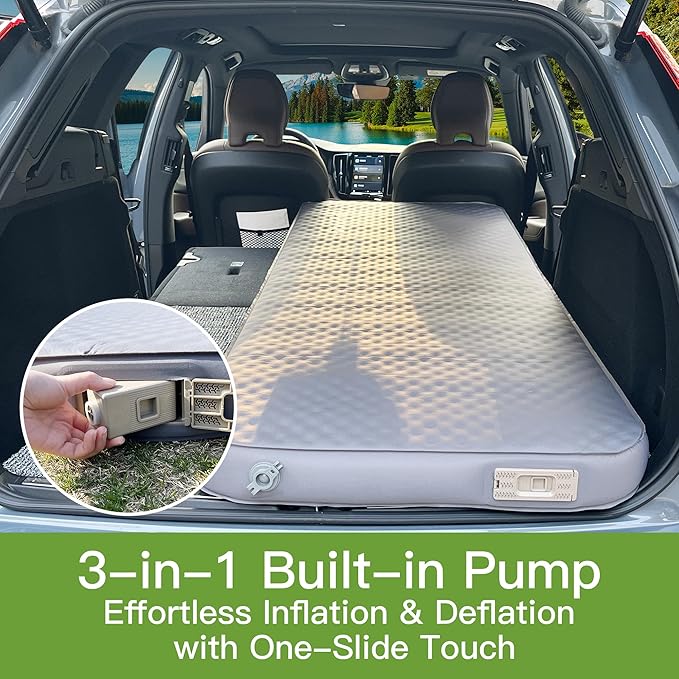 4 Ultra-Thick Single Self-Inflating Sleeping Pad with 3-in-1 Rechargeable Pump Air Adjustable Foam Camping Mattress Fast Inflate &amp Deflate 9.5R Heavy-Duty Camping Mat for Car Van Rooftop Tent