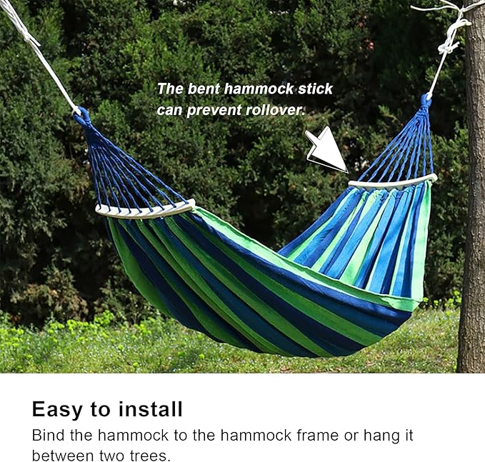 Tyenaza Camping Hammock Portable Outdoor Travel Lightweight Hammock with Hardwood Spreader Bar for Travel and Outdoor Activities