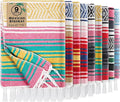 Peryiter 9 Pcs Mexican Blanket Bulk Large Yoga Blanket Striped Falsa with Fringed for Outdoor Beach Picnic Couch 45 x 70 inch(Pastel Colors)
