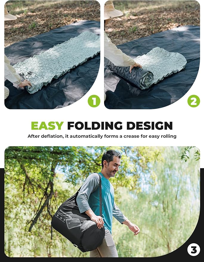 4 Thick Self Inflating Sleeping Pad with Foam Air Camping MattressInnovative Y-Shaped Telescopic StructureHigh R-Value and Portable Double Camping Mats for Camping