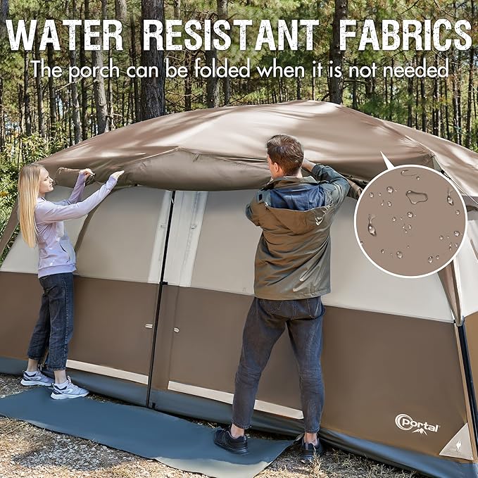 PORTAL 6 | 8 | 10 Person Family Camping Tent with Porch Big Family Camping Tent with Tall Height Good Ventilation Water Resitant Large Tent for Outdoor Camping Backyard