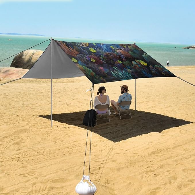 Camping Sun Shelters Turtle Swimming in The Sea Beach Canopy 126 * 110.2in