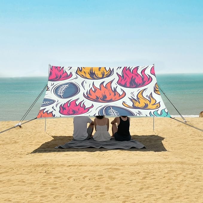 Rugby Pattern (48) Camping Sun Shelter Beach Tent Portable Beach Sun Shade Outdoor Canopy for Camping Trips Fishing Picnic