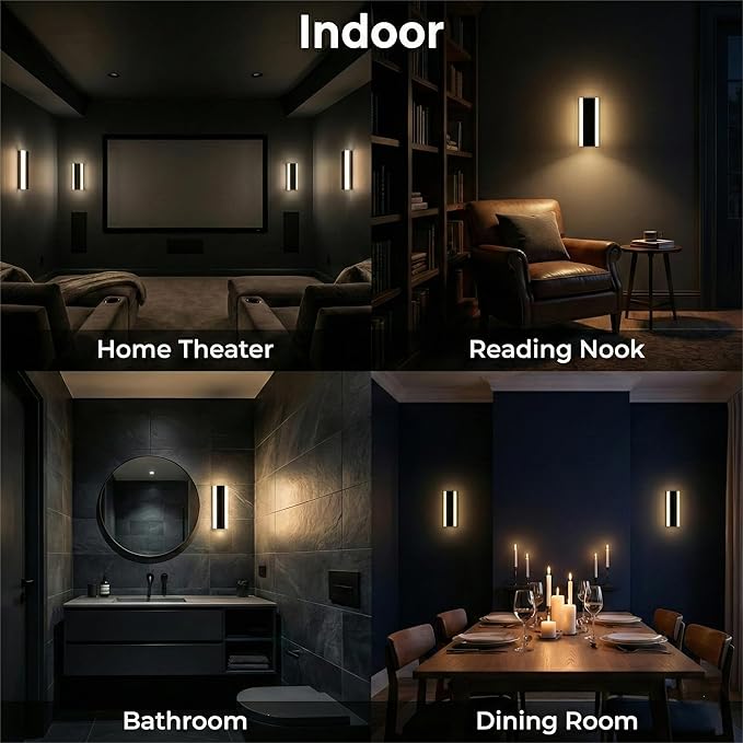 Modern Linear Outdoor Wall Lights 12 LED Exterior Wall Sconce for Porch &amp Garage IP65 Waterproof Architectural Facade Lighting 3CCT Dimmable Matte Black Fixture for Front Door Entryway