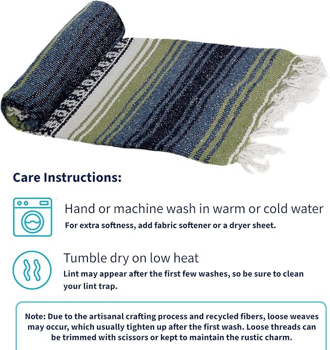 La Montana Authentic Mexican Blanket (10-Pack) - 74in x 50in Woven in Mexico - Falsa Throw for Yoga Studio Picnic/Camping/Beach Saddle Blanket Bed/Home Decor (Assorted Neutrals)