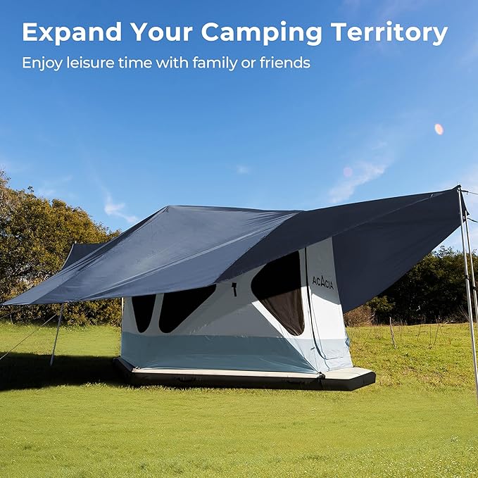 ACACIA Canopy 4 Person for Space Acacia Camping System PU2000 Waterproof Camping Tarp for 4 Season Camping UPF50+ Sunproof Tent Tarp with 4 Telescoping Poles Carry Bag Star Night