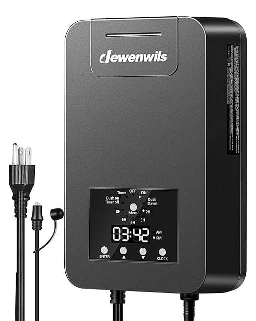 DEWENWILS 300W Low Voltage Landscape Transformer Outdoor Low Voltage Transformer with Photocell Sensor &amp Timer 120V AC to 15V DC Landscape Lighting Transformer for Spotlight Garden Light Stepli