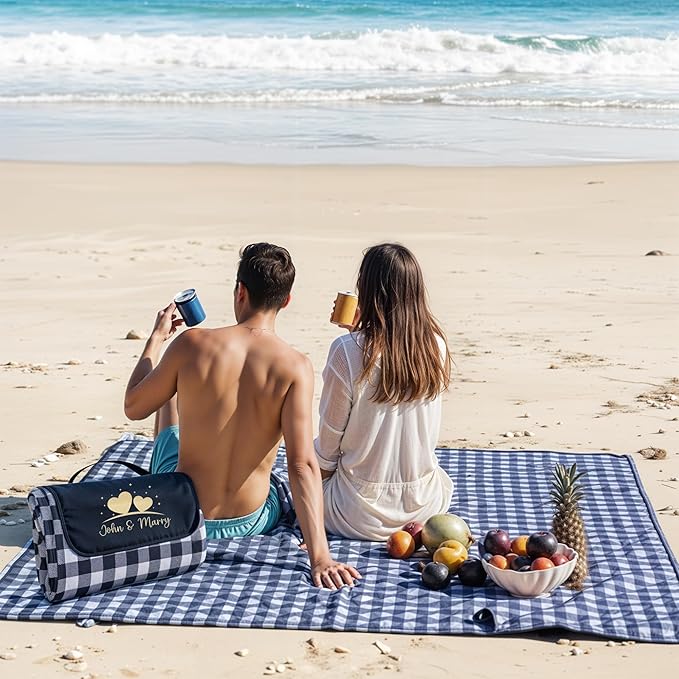 Customized Extra Large Picnic Blanket - Personalized Outdoor Beach Blanket Waterproof Sandproof Portable Blankets - Foldable and Lightweight Mat for Camping Park Hiking Patio - Ideal
