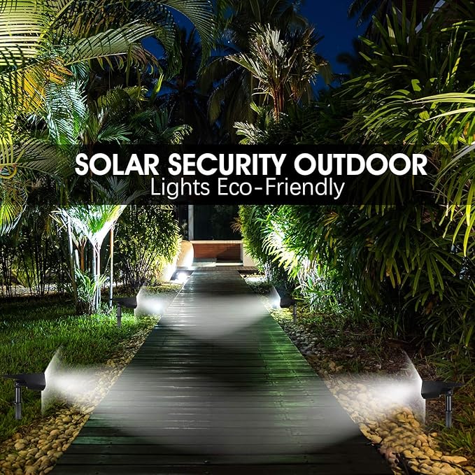 WBM Smart 20 LEDs Solar Landscape Spotlights IP67 Waterproof 2-in-1 Wireless Outdoor Security Lights for Yard Garden Driveway Porch Walkway Pool Patio 4 Pack