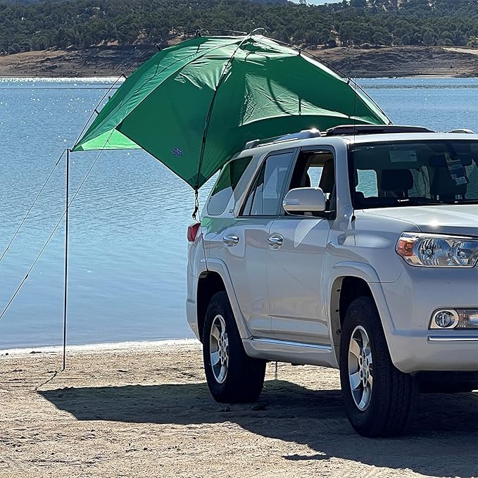 Kamp-Rite KAMPAWN319 SUV Sport Multi Use Outdoor Shade Shelter Tent Camping Awning w/ 3 Poles 2 Legs &amp Carry Bag Jolly Green