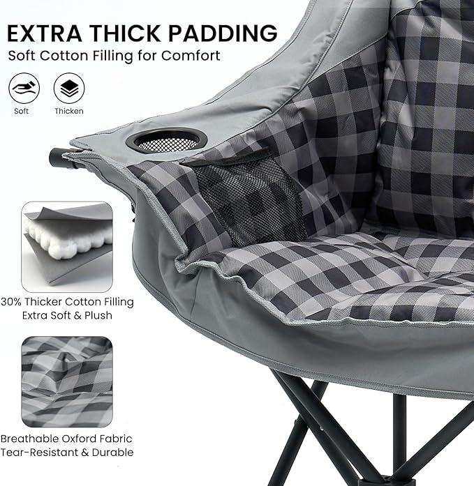 Slsy Double Camping Chair Extra Padded Loveseat for 2 Prson Heavy Duty Folding Loveseat with Cup Holders for Camping Fishing or Hunting