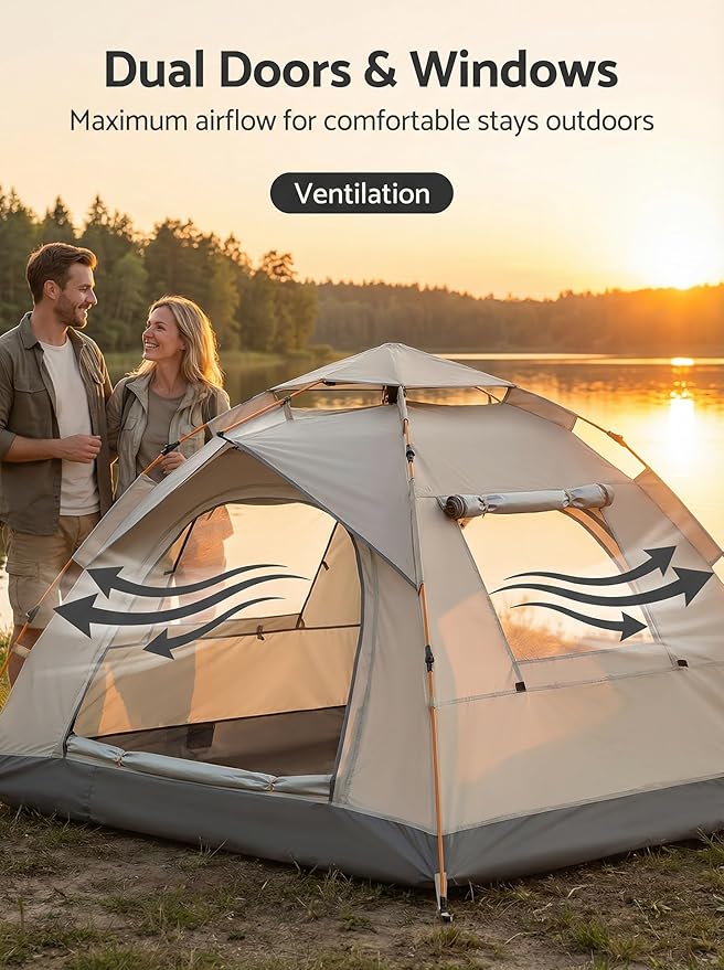 2-4 Tent Camping Tent with rain Protection Device Waterproof Camping Tent Easy to Build Portable Family Tent with Windows.