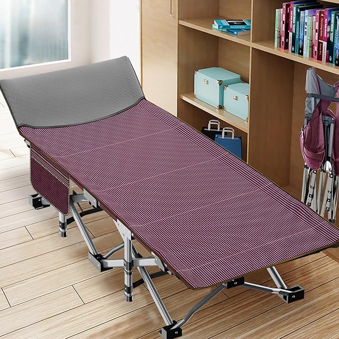 Portable Folding Camping Cot for Adults with Mattress Lightweight Camp Bed with Carry Bag for Outdoor Travel Hiking Beach and More