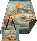 KLL Funny Cat Fish Shaped Car Waterproof Beach Blankets Soft Party Outdoor Playmat for Adults Summer Gift colcha para picnic