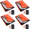 RedSwing 4 Pack Emergency Blankets Waterproof Survival Thermal Tarp Multipurpose Reflective Insulated All Weather Blankets for Camping Hiking Orange