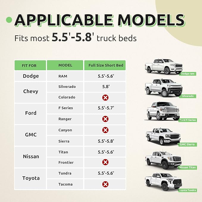 GOOBED Inflatable Truck Bed Air Mattress for 5.5-5.8 ft Short Beds Portable Car Camping Mattress with Pump Pillows &amp Carry Bag for Travel Outdoor &amp Road Trips Black &amp Brown