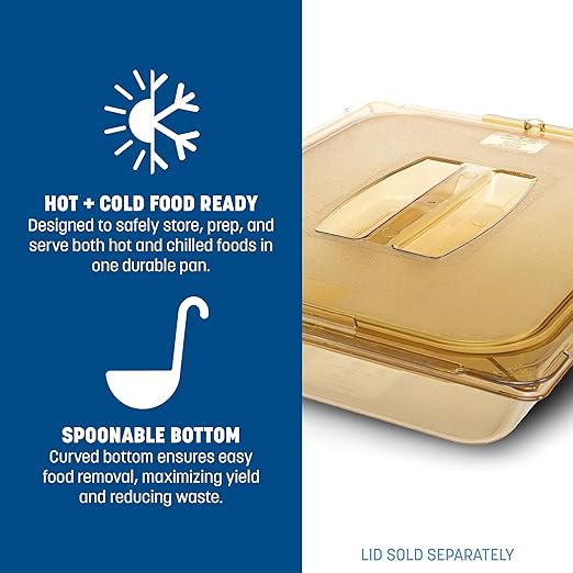 Carlisle FoodService Products 10420B13 StorPlus Gastronorm High-Heat Half-Size Food Pan 2.5 qt. Capacity 12-3/4 x 10-3/8 x 2-1/2 Amber (Case of 6)