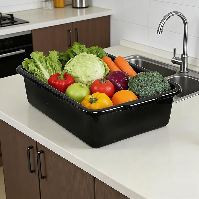 4 Pack Commercial Bus Tubs Bus Box/Tote Box Black (35 L)