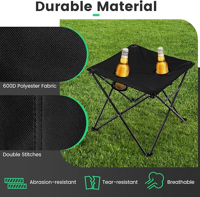 Giantex Camping Chair and Table Set - 3 Pack Folding Beach Chair with Side Table 2 Cup Holders Storage Pockets Carrying Bag 400 lbs Capacity Hammock Camping Chair for Fishing Hiking Picnic BBQ