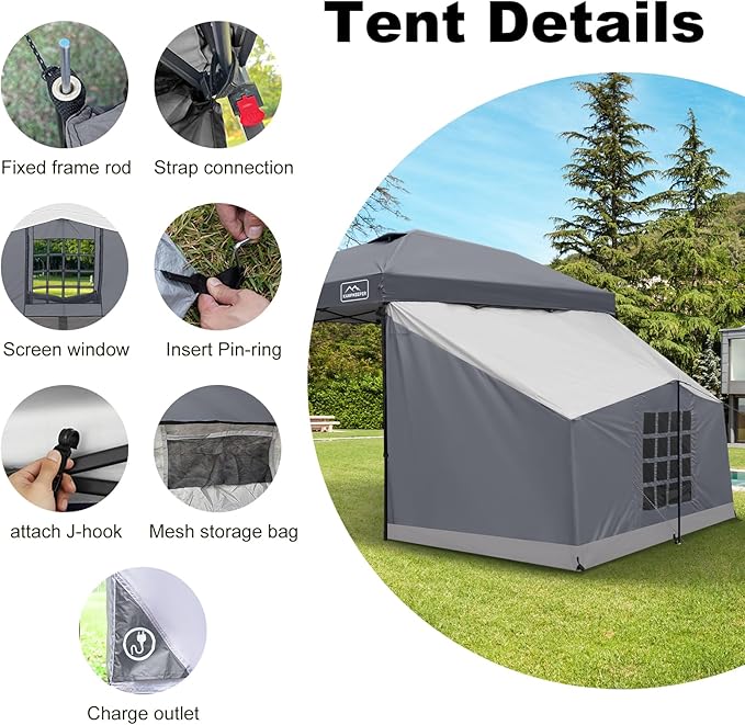 KAMPKEEPER Canopy Side Tent Camping Canopy Tent for 10x10 Pop Up Canopies Cube Tents Gazebo Room Compatible with 10' Wide Canopies(Canopy Not Included)