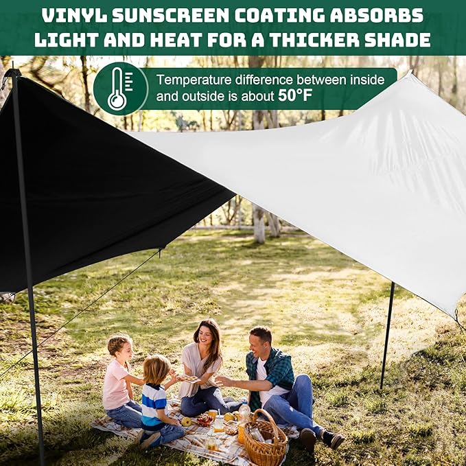 14.4×11FT Camping AwningTarp TentCamping Sun ShadeCamp CanopyShade for CampingUniversal Tent RainflyGreat for Camping PicnicsBeachPatio