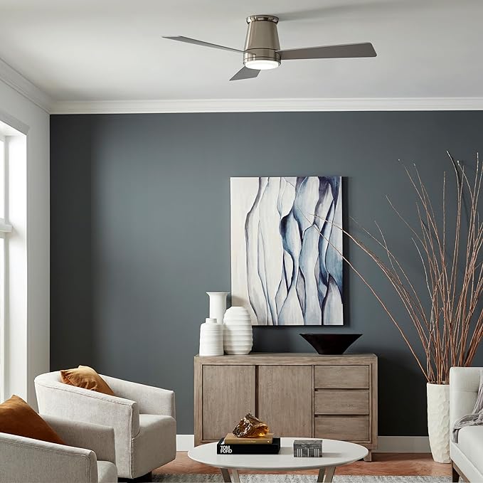 WAC Lighting Hug 3-Blade Aluminum Smart Flush Mount Ceiling Fan in Matte White